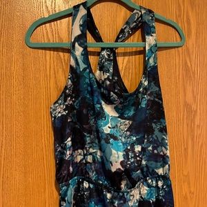 Buffalo David Bitton blue silky print dress with cross back